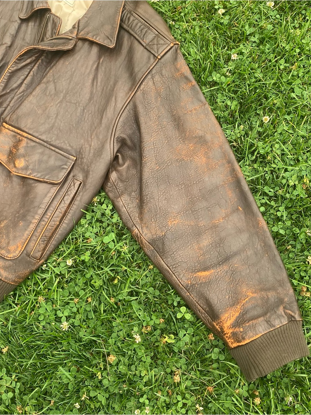 100% Leather 80s Men's Brown Bomber Jacket - Picture 4 of 11